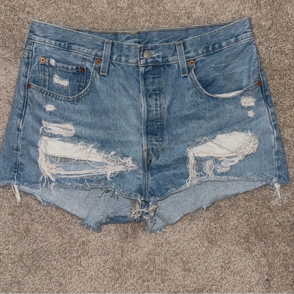 Levi's Ripped Blue Jean Shorts
